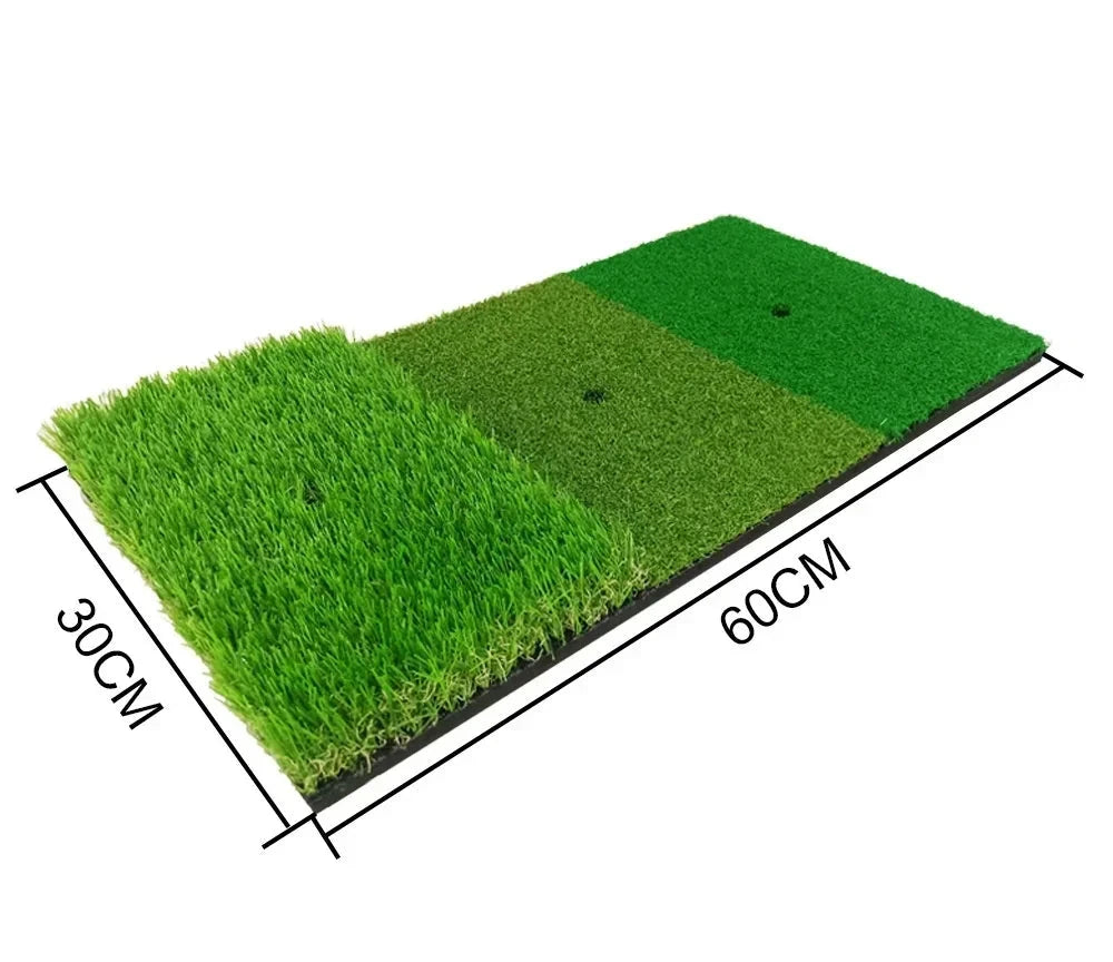 Tri-turf golf hitting mat: Fairway, Rough, Brush. 3 in 1