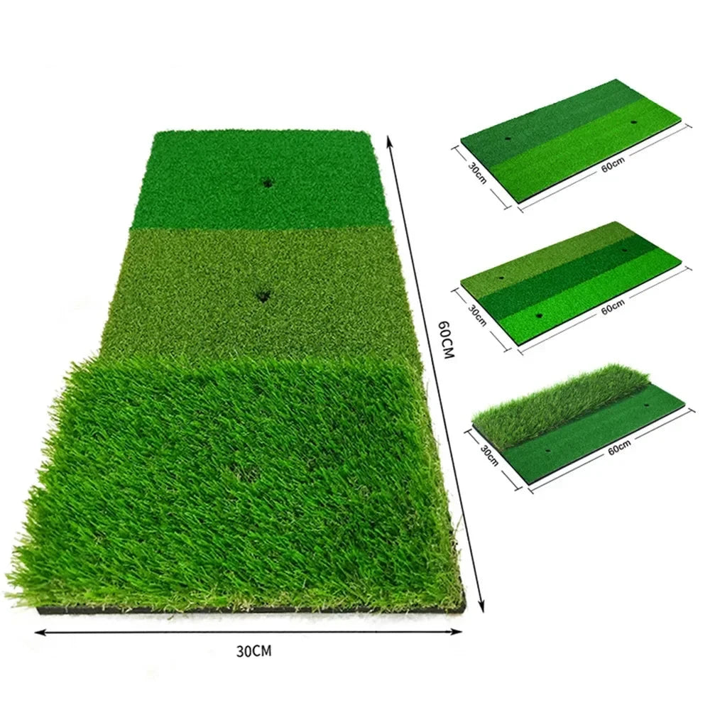 Tri-turf golf hitting mat: Fairway, Rough, Brush. 3 in 1