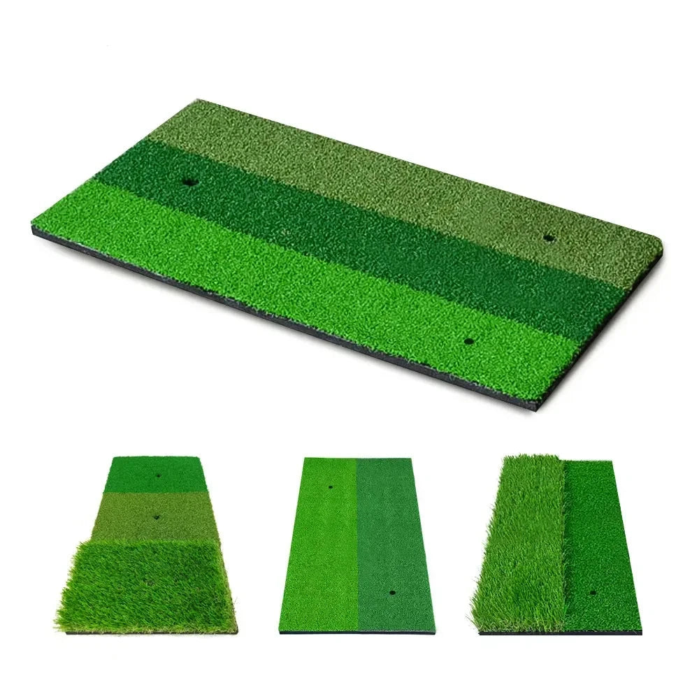 Tri-turf golf hitting mat: Fairway, Rough, Brush. 3 in 1