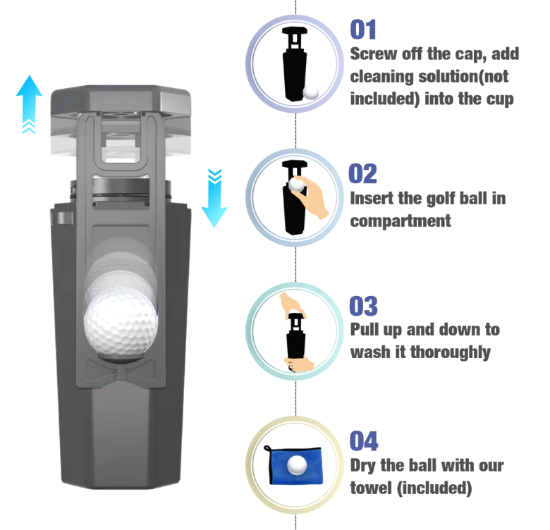 Golf Ball Washer Cleaning Machine With Reusable Towel.